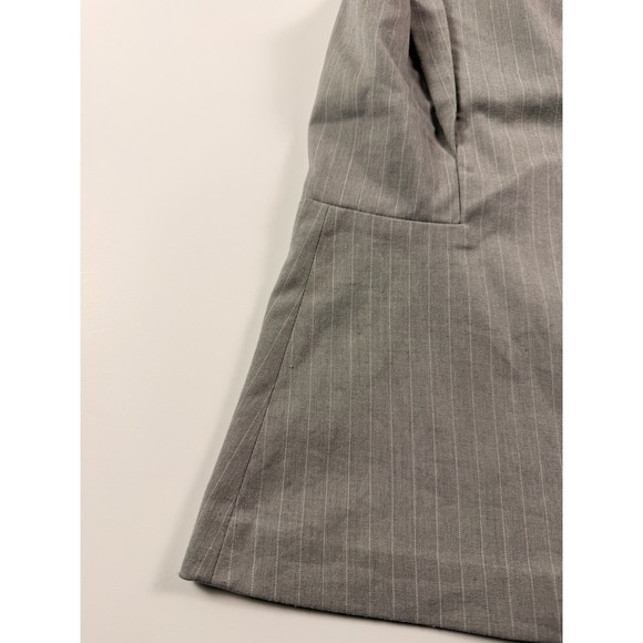 Banana Republic Womens Grey Pinstripe Sleeveless Tie Neck Keyhole Work Top Small - Picture 9 of 11